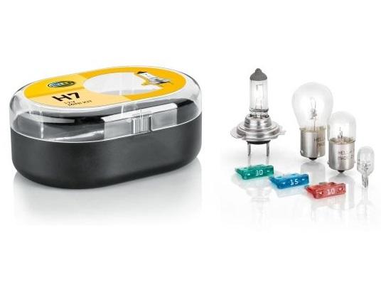 Set becuri auto H7, P21W, R5W, T4W și 3 siguranțe, HELLA 8GH 007 157-941